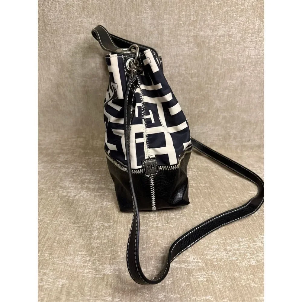 Tommy Hilfiger Women's Monogram Leather Canvas Crossbody Shoulder Bag Multicolor